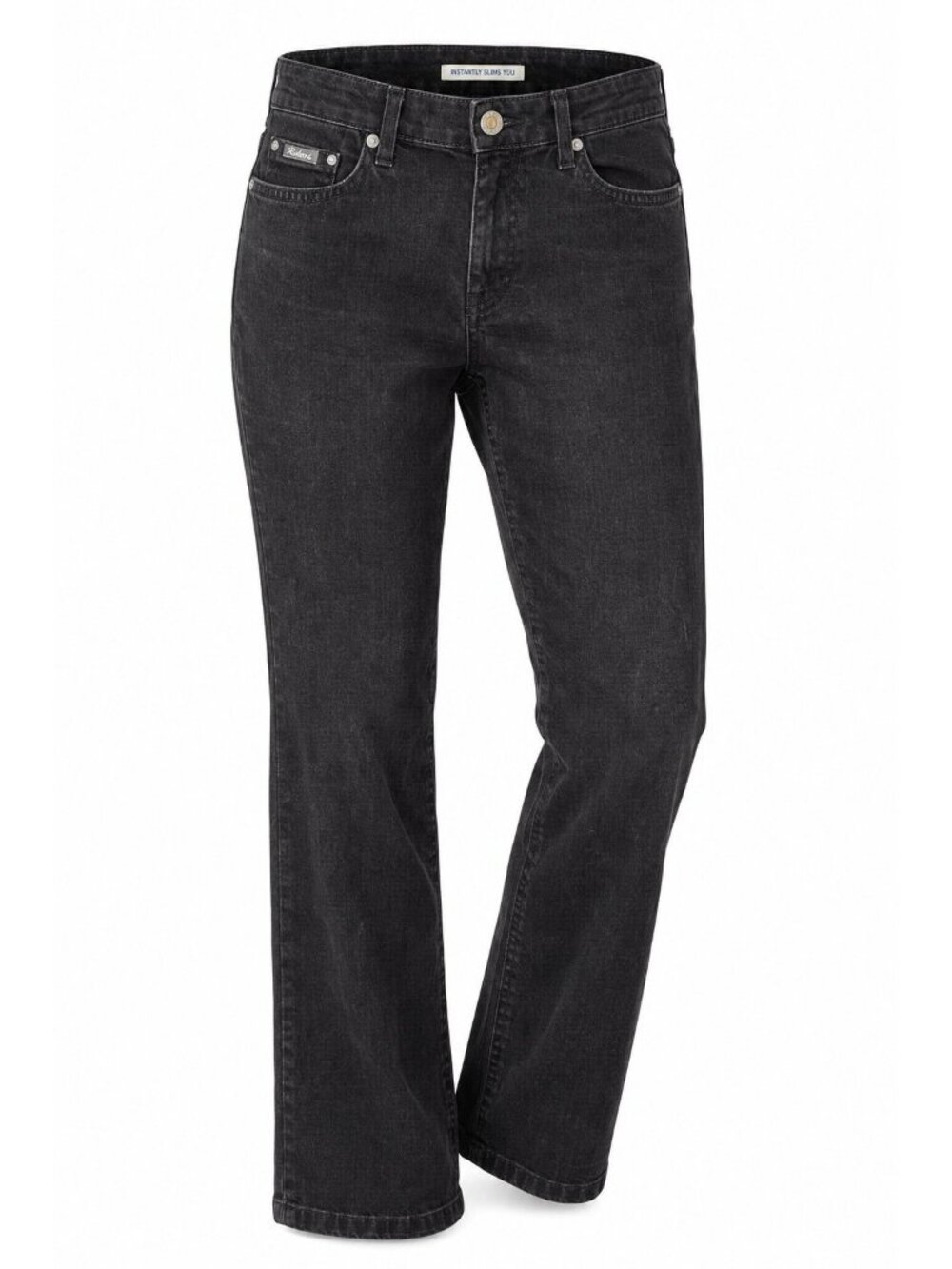 Lee Riders Straight Leg Jeans Womens 16 Black Instantly Slims High Rise Stretch